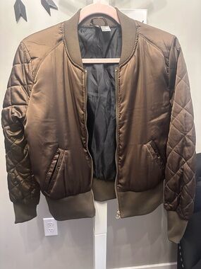 H&M Olive Brown Quilted Bomber Jacket